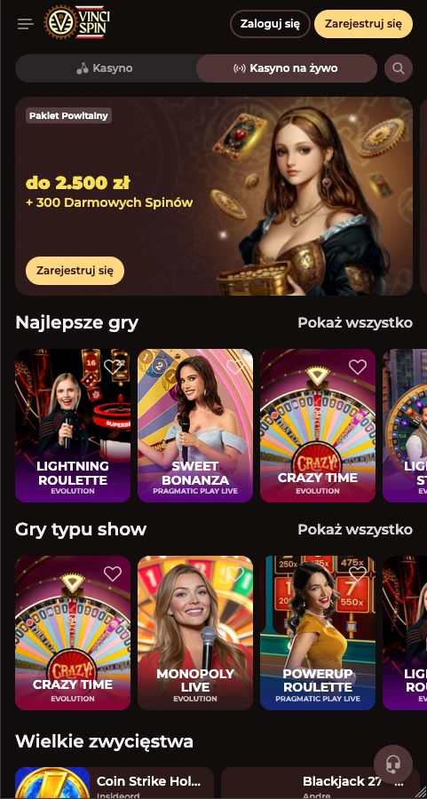 Vincispin_casino_na_żywo